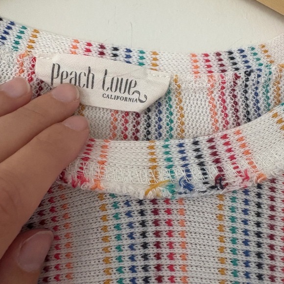 Peach Love California Rainbow Heart Long Sleeve Top – Size L Crop Retro Inspired - Picture 2 of 8